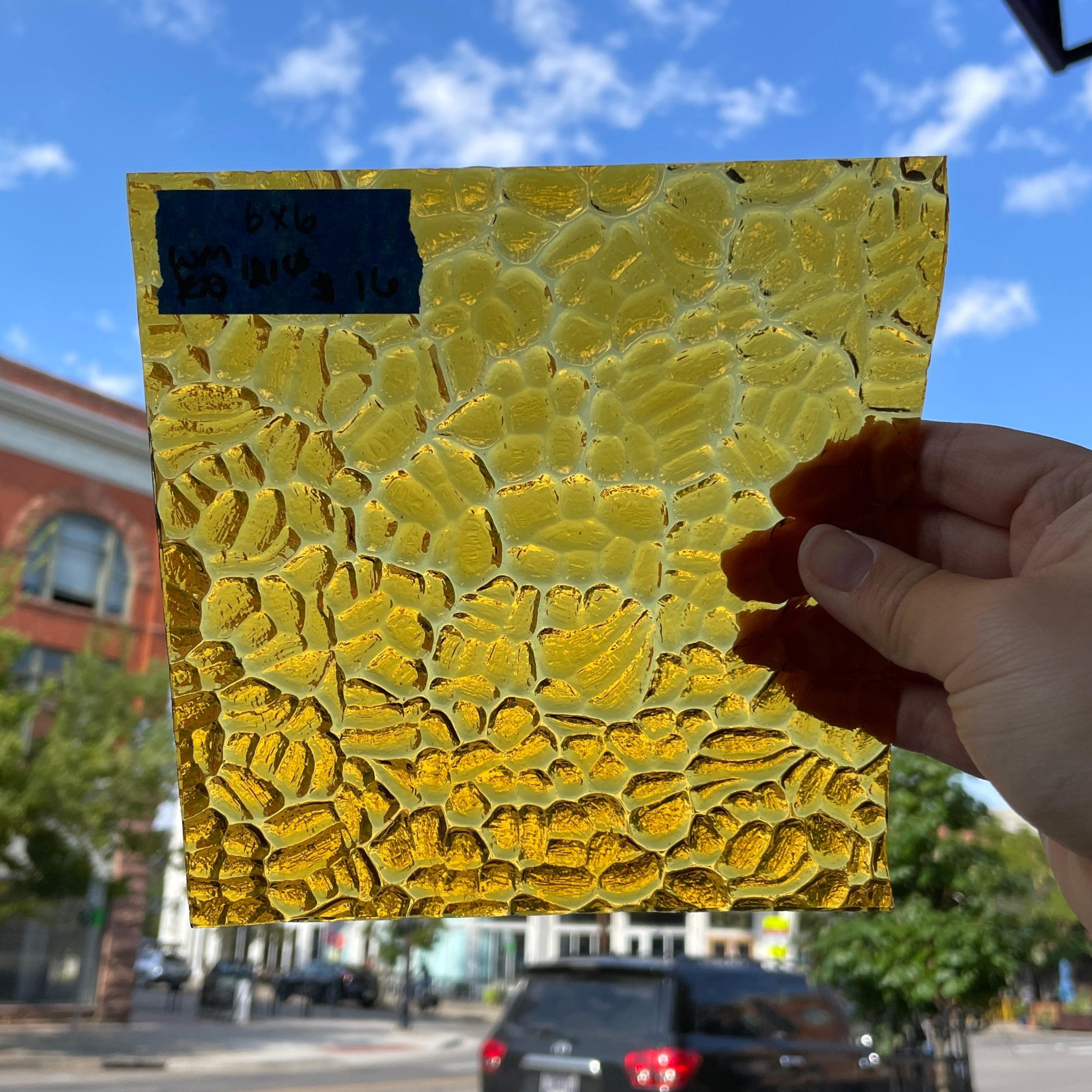 Amber Transparent Textured Wissmach Sheet Glass Colorado Glassworks