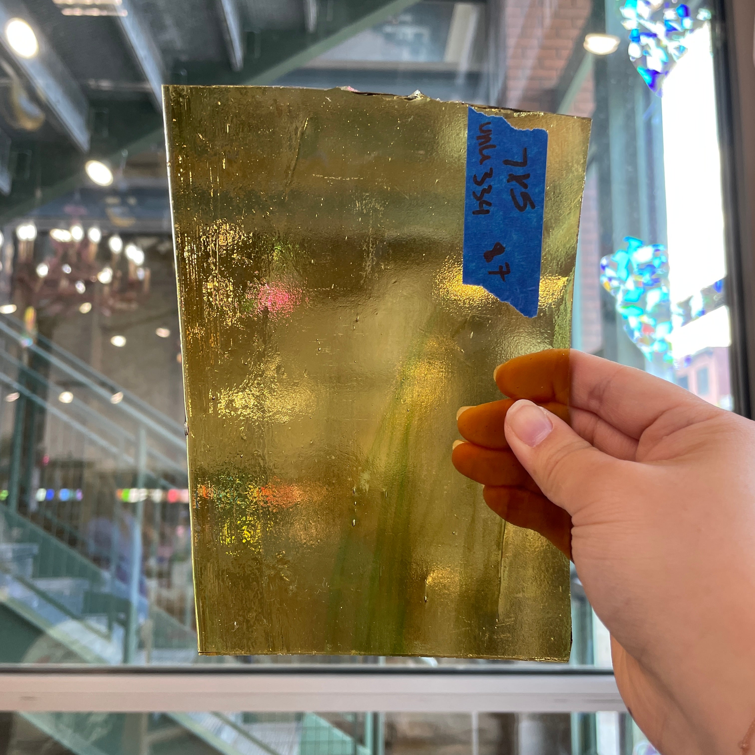 Orange Green Wispy Transparent Sheet Glass Colorado Glassworks