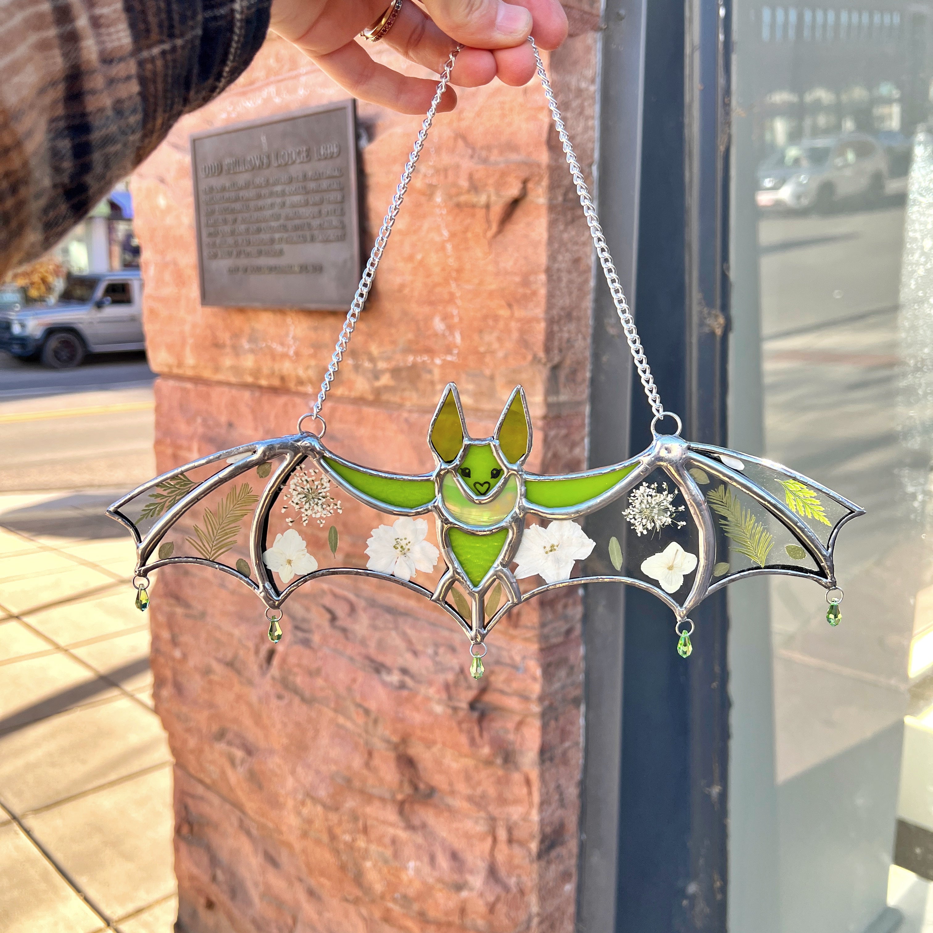 Green Pressed Flower Lola Bat (COGW x Andrea Guzzetta) Finished Pieces Colorado Glassworks