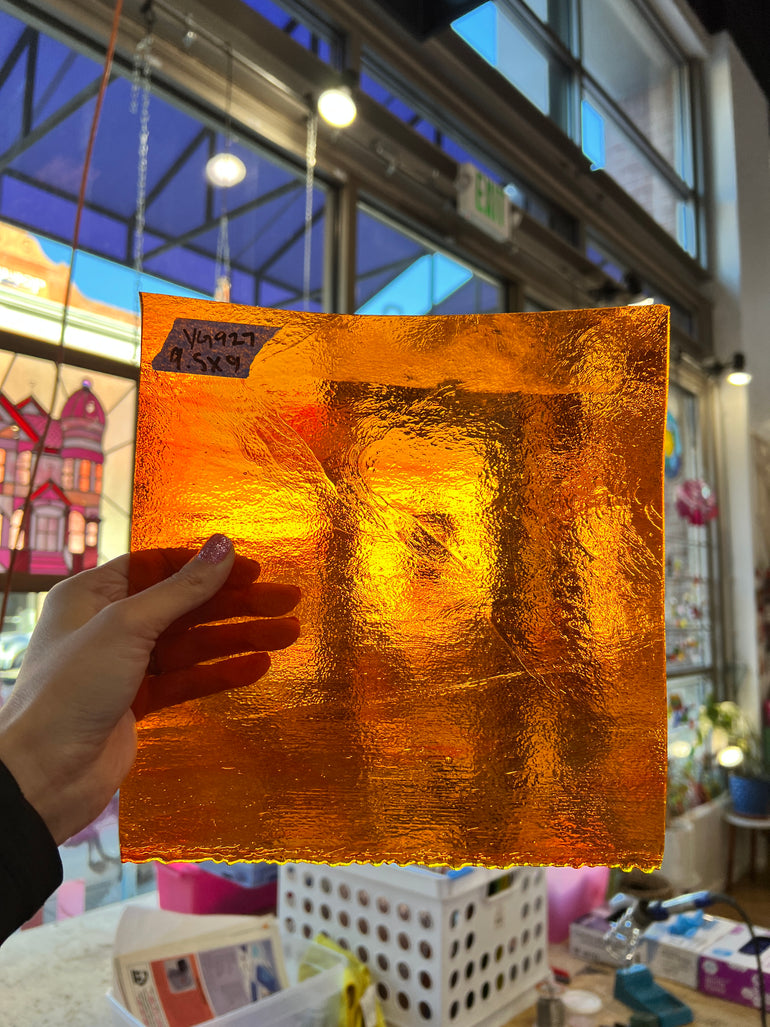 Orange Cathedral Youghiogheny Fusible 96 COE Sheet Glass Colorado Glassworks   