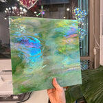 Green White Wispy Iridescent Wissmach Sheet Glass Colorado Glassworks