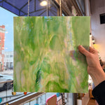Green White Wispy Iridescent Wissmach Sheet Glass Colorado Glassworks