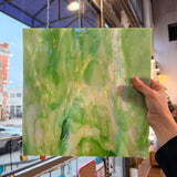 Green White Wispy Iridescent Wissmach Sheet Glass Colorado Glassworks
