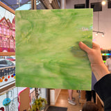 Green White Wispy Iridescent Wissmach Sheet Glass Colorado Glassworks