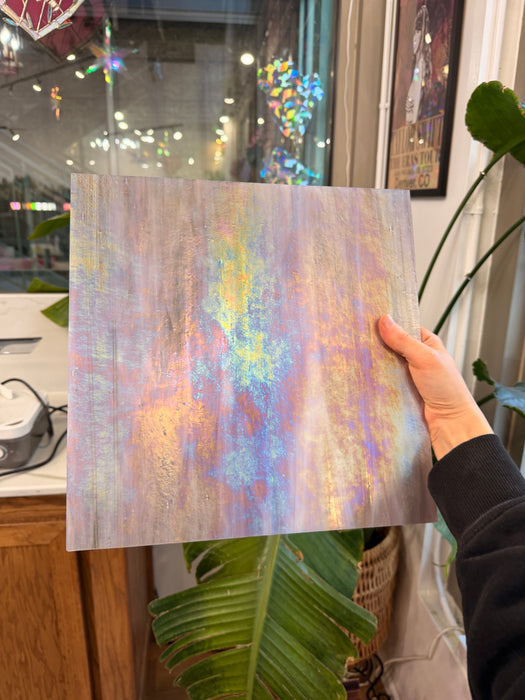 Mauve Iridescent Wispy Swirl Wissmach (WI 266LIR) Sheet Glass Colorado Glass Works