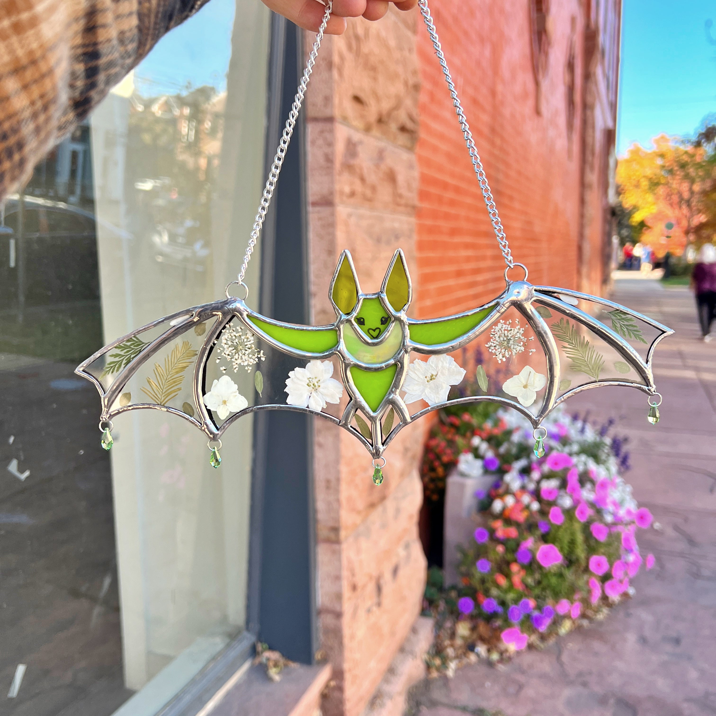 Green Pressed Flower Lola Bat (COGW x Andrea Guzzetta) Finished Pieces Colorado Glassworks
