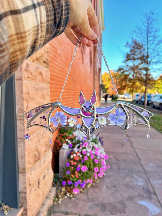 Purple Pressed Flower Lola Bat (COGW x Andrea Guzzetta) Finished Pieces Colorado Glassworks