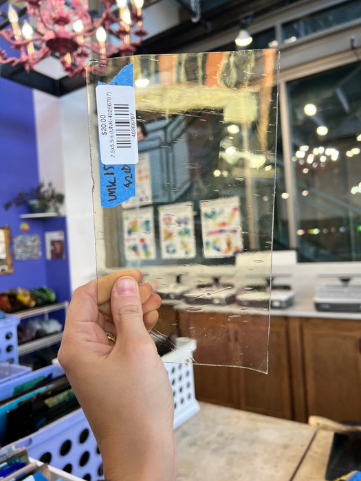 Antique Pale Yellow Transparent Mouth Blown Vintage Glass Sheet Glass Colorado Glassworks 7.5x5.5in (UNK-40266797)