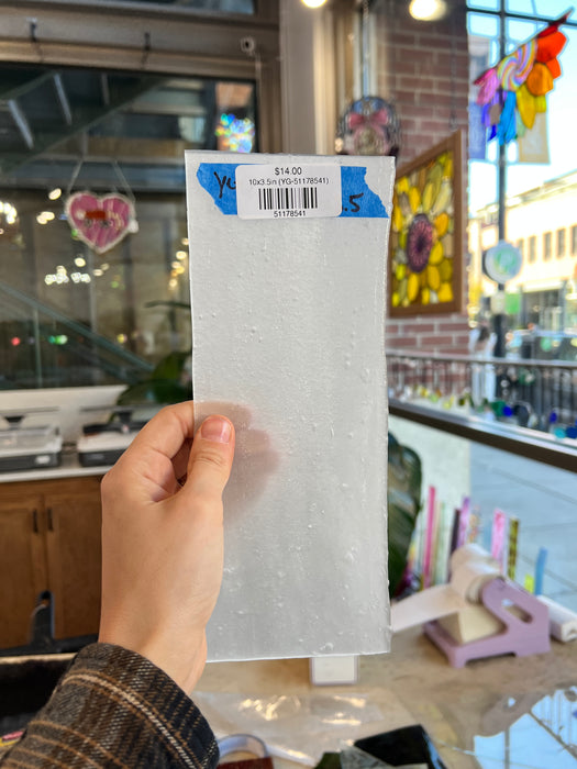 Milky White Stipple Youghiogheny Sheet Glass Colorado Glassworks 10x3.5in (YG-51178541)