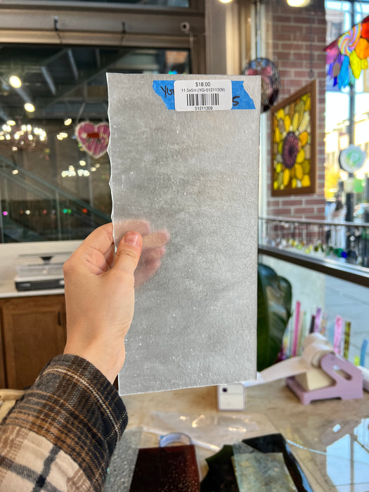 Milky White Stipple Youghiogheny Sheet Glass Colorado Glassworks 11.5x5in (YG-51211309)