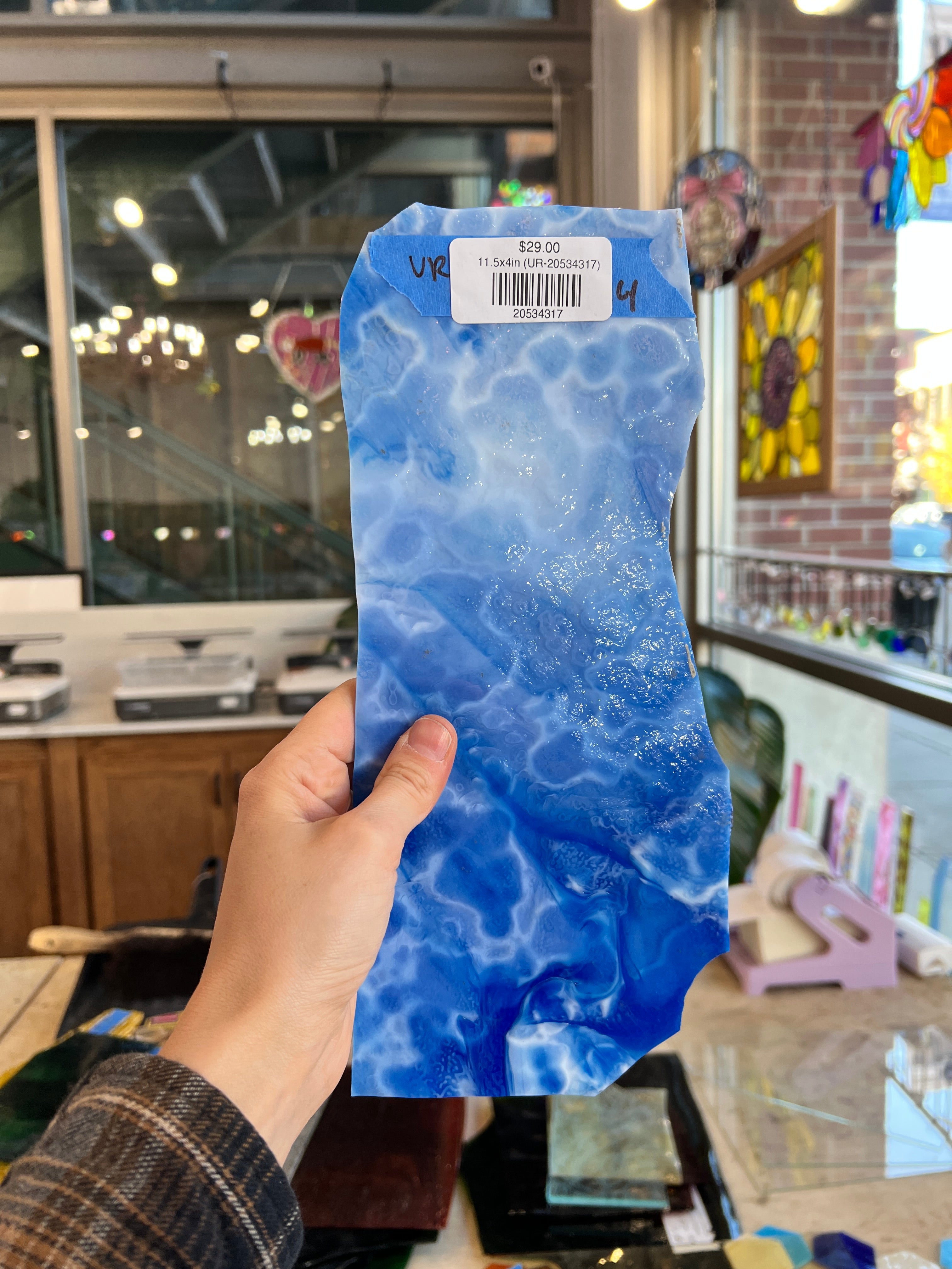 Periwinkle Blue White Mottled Vintage Uroboros Sheet Glass Colorado Glass Works