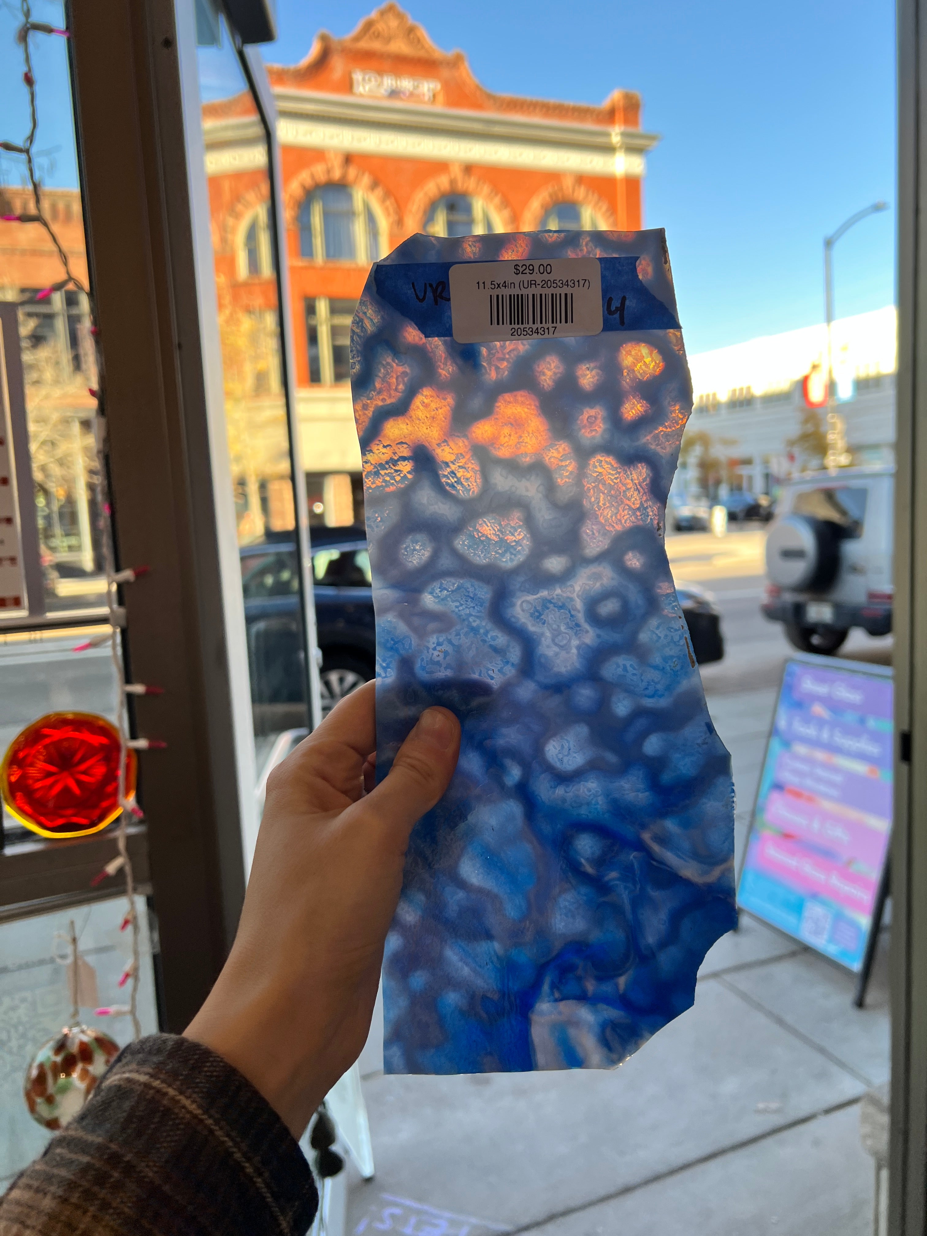 Periwinkle Blue White Mottled Vintage Uroboros Sheet Glass Colorado Glass Works