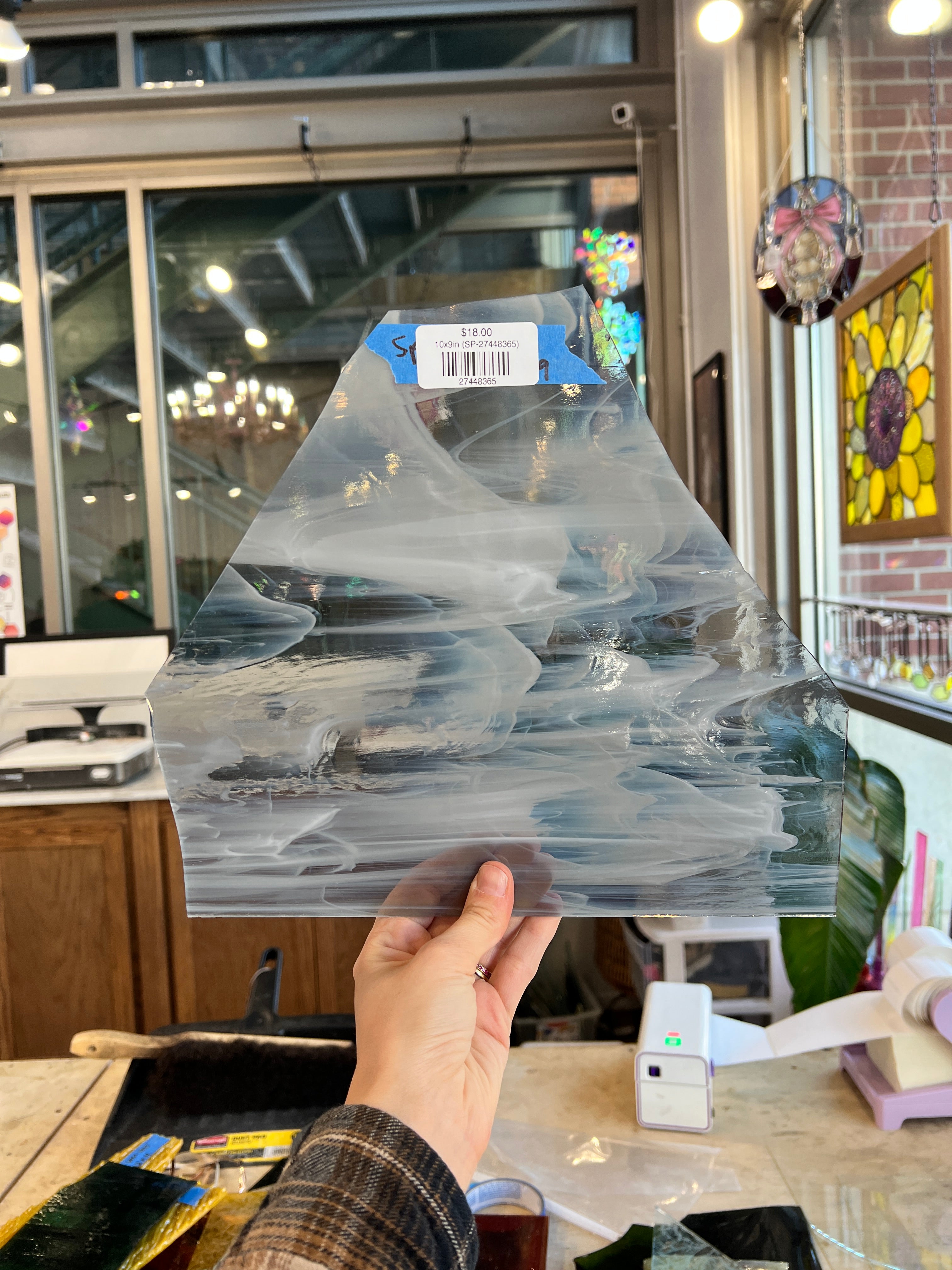 Light Gray Wispy Spectrum Sheet Glass Colorado Glass Works 10x9in (SP-27448365)