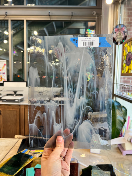 Light Gray Wispy Spectrum Sheet Glass Colorado Glass Works 8x11in (SP-27513901)