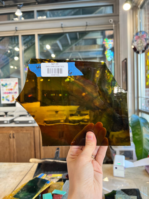 Amber Green Mouth Blown Hartley Wood HW - Hartley Wood Sheet Glass Colorado Glassworks 6x6in (HW-33387309)