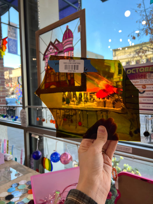 Amber Green Mouth Blown Hartley Wood HW - Hartley Wood Sheet Glass Colorado Glassworks