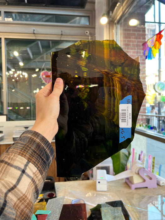 Amber Green Mouth Blown Hartley Wood HW - Hartley Wood Sheet Glass Colorado Glassworks