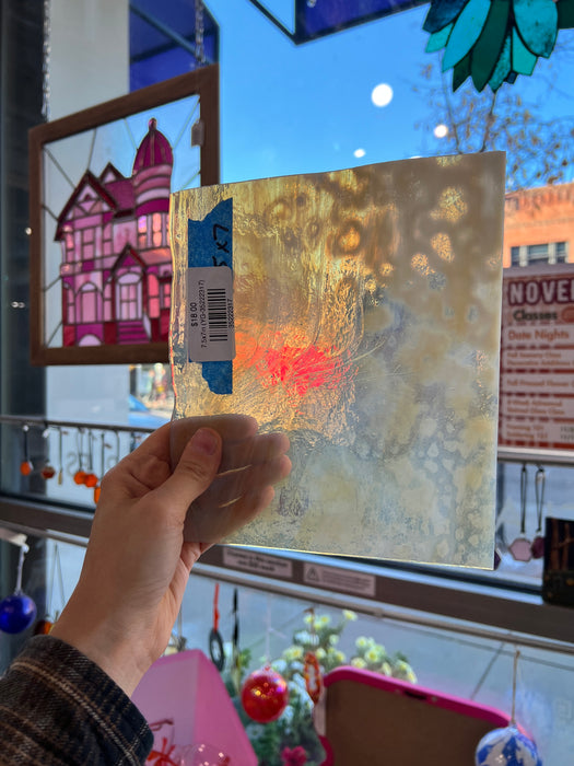 Beige Transparent Wispy Mottled Youghiogheny Sheet Glass Youghiogheny