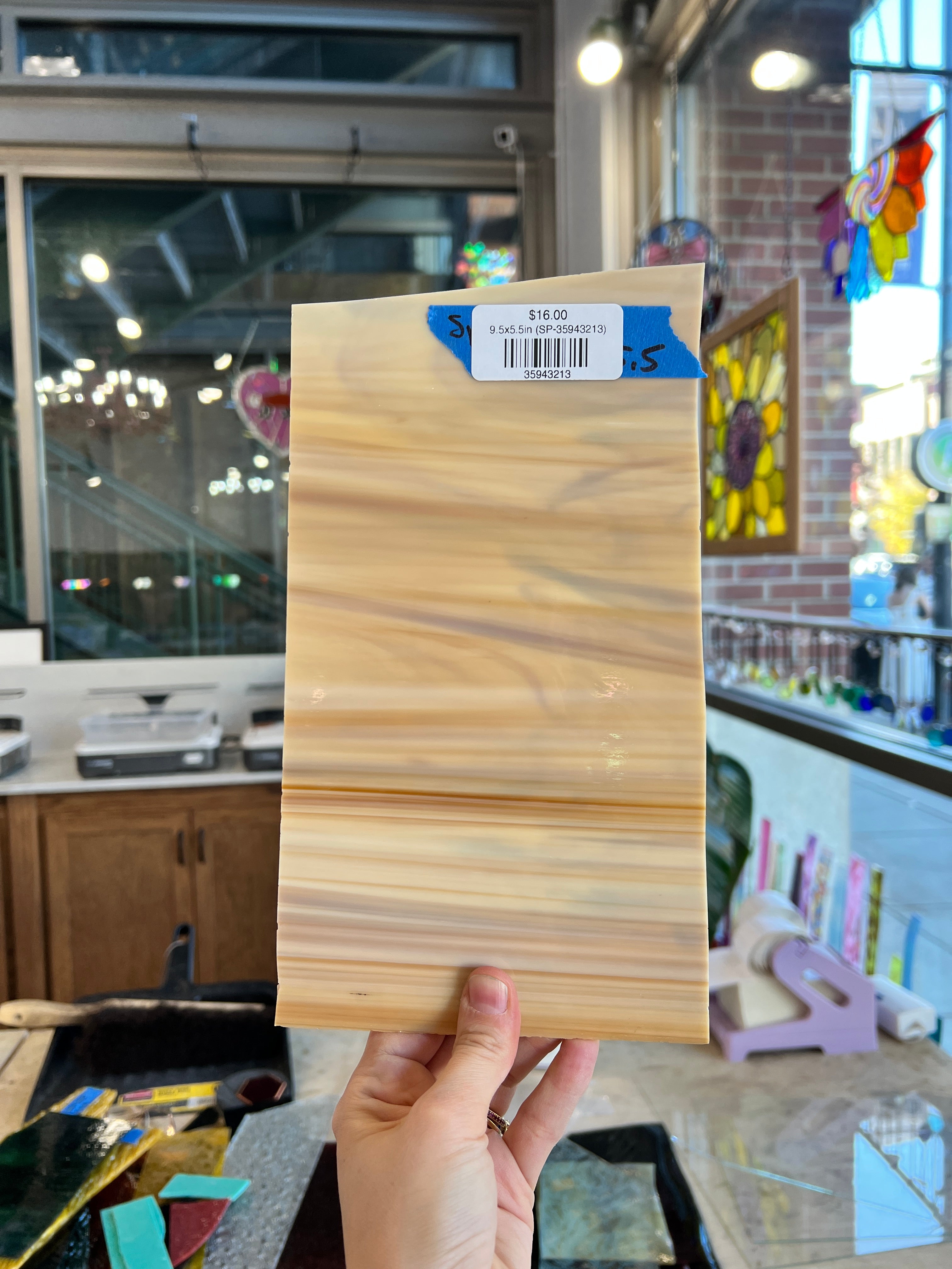 Tan Brown Wispy Opaque Spectrum Sheet Glass Colorado Glassworks