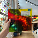 Rainbow Swirl Mouth Blown Lamberts Sheet Glass Colorado Glassworks LA275 (8x8in)  