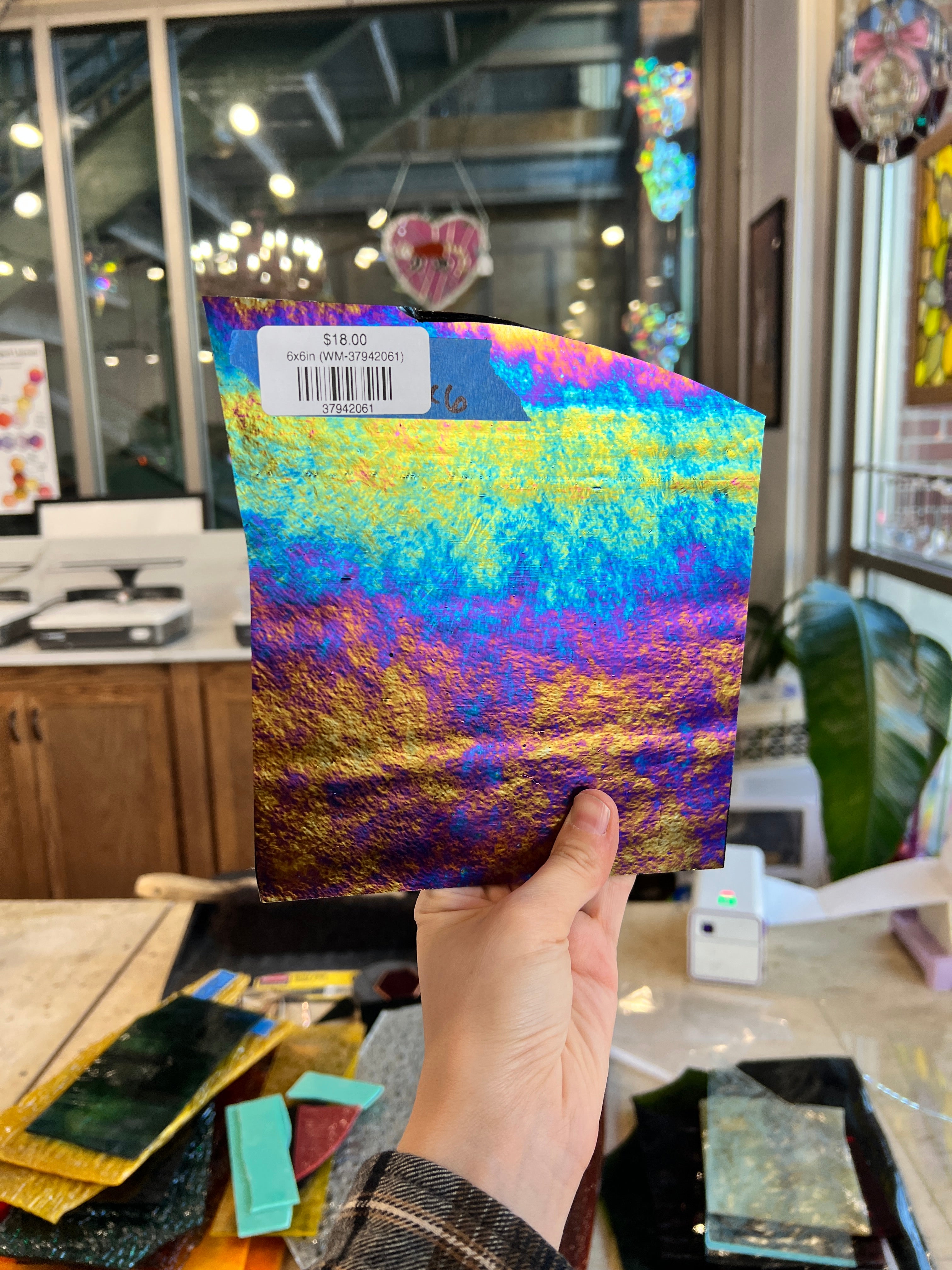 Black Iridescent Wissmach Fusible 96 COE Sheet Glass Colorado Glass Works 6x6in (WM-37942061)