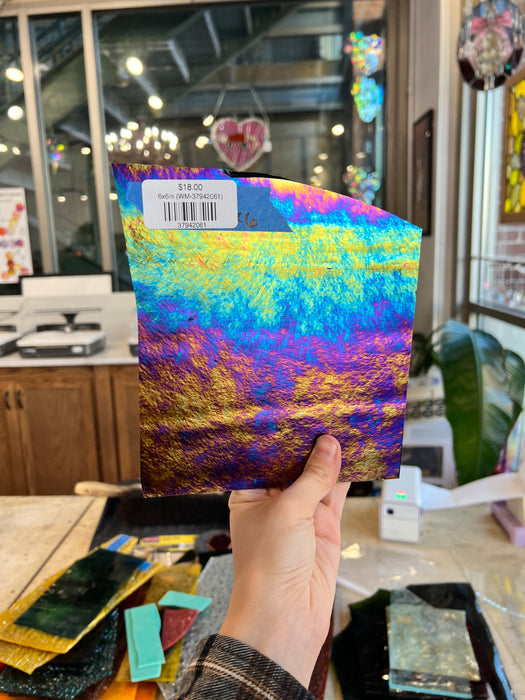 Black Iridescent Wissmach Fusible 96 COE Sheet Glass Colorado Glass Works 6x6in (WM-37942061)