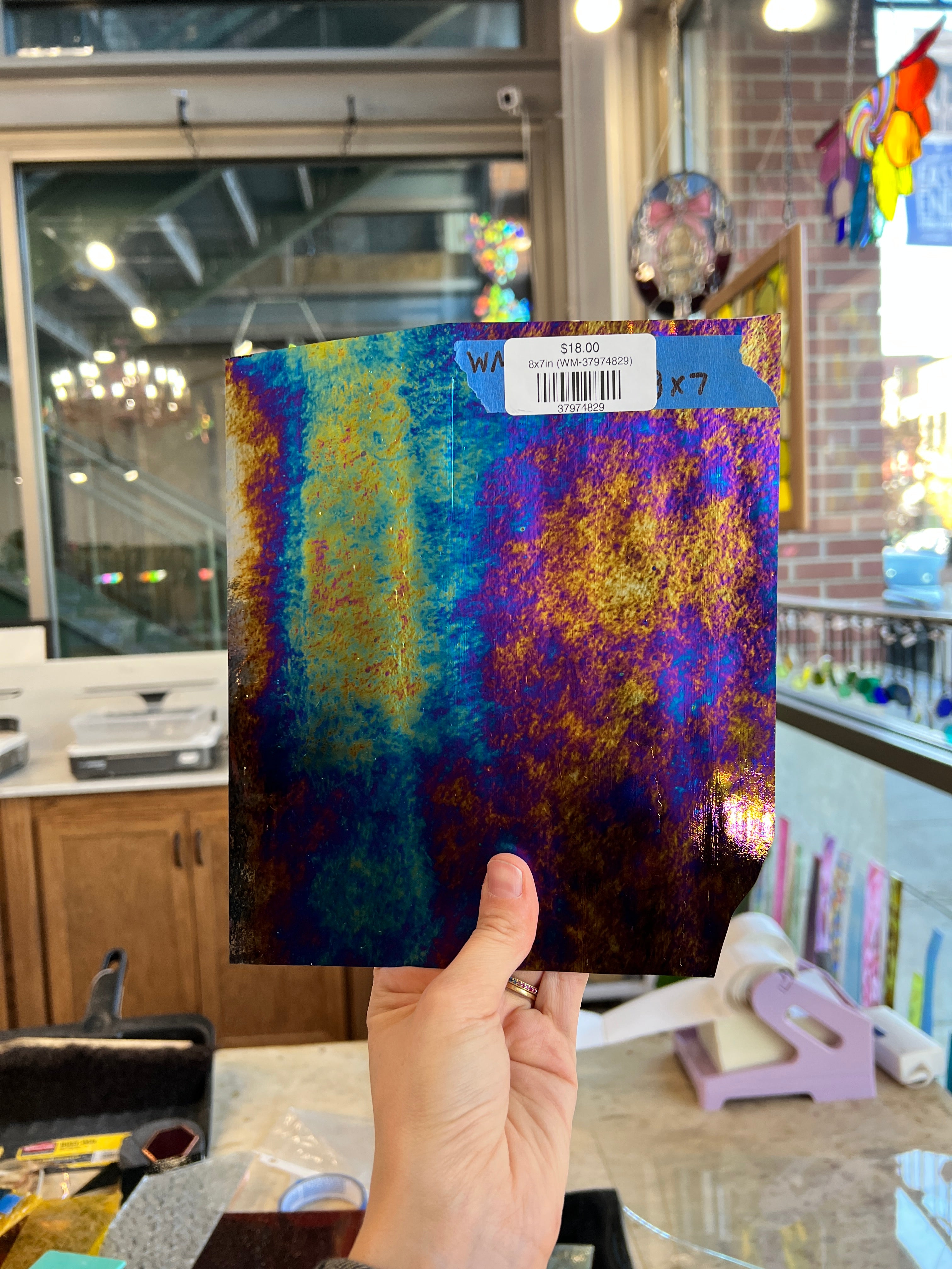 Black Iridescent Wissmach Fusible 96 COE Sheet Glass Colorado Glass Works 8x7in (WM-37974829)