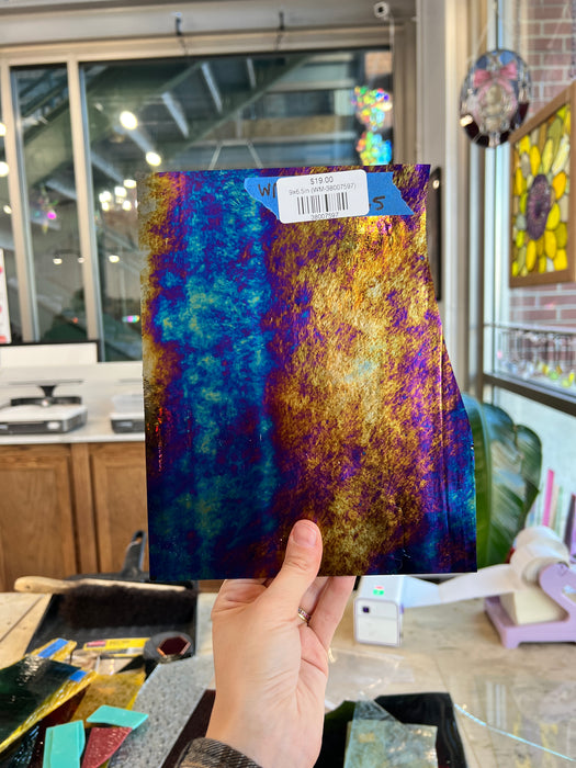 Black Iridescent Wissmach Fusible 96 COE Sheet Glass Colorado Glass Works 9x6.5in (WM-38007597)