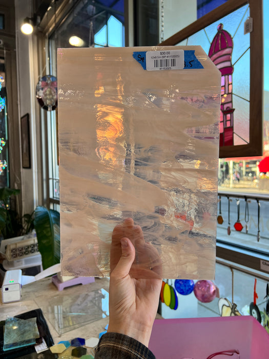 Peach White Wispy Transparent Spectrum Sheet Glass Colorado Glassworks
