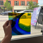 Rainbow Swirl Mouth Blown Lamberts Sheet Glass Colorado Glassworks LA272 6.5x6.5in SCRATCH)  