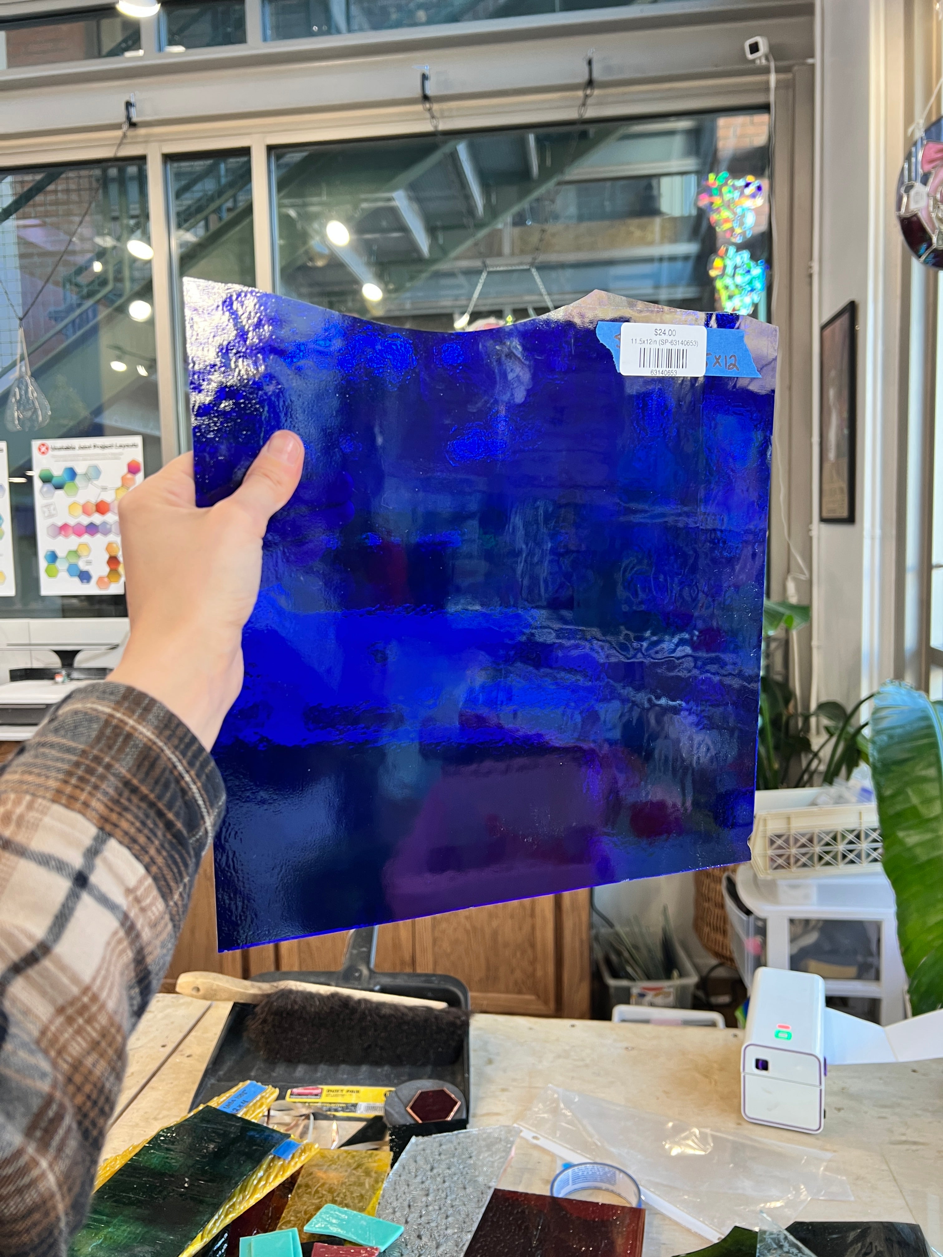 Deep Blue Textured Spectrum Sheet Glass Colorado Glassworks