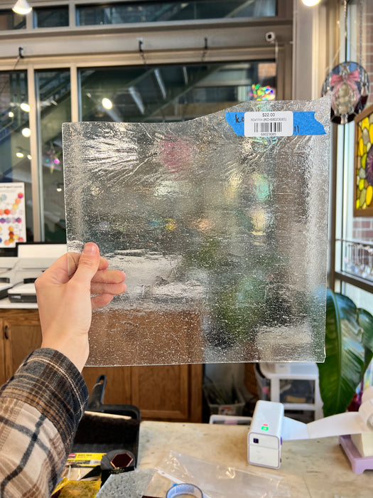 Clear Seedy Textured Kokomo Sheet Glass Colorado Glassworks 10x11in (KO-68023085)