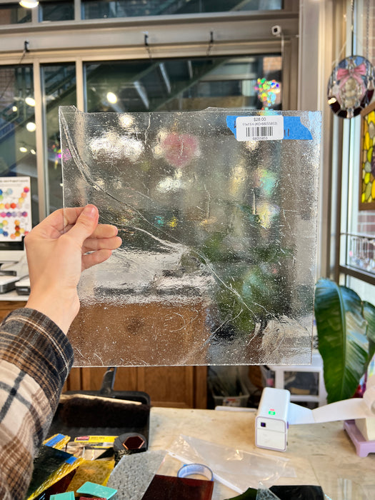 Clear Seedy Textured Kokomo Sheet Glass Colorado Glassworks 11x11in (KO-68055853)