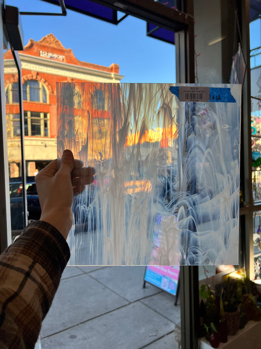 White and Clear Wispy Spectrum Sheet Glass Colorado Glassworks