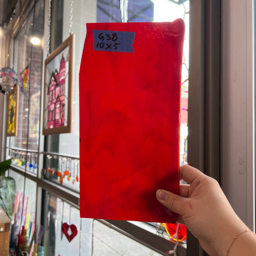 Red Opal Bullseye Fusible 90 COE Sheet Glass Colorado Glassworks