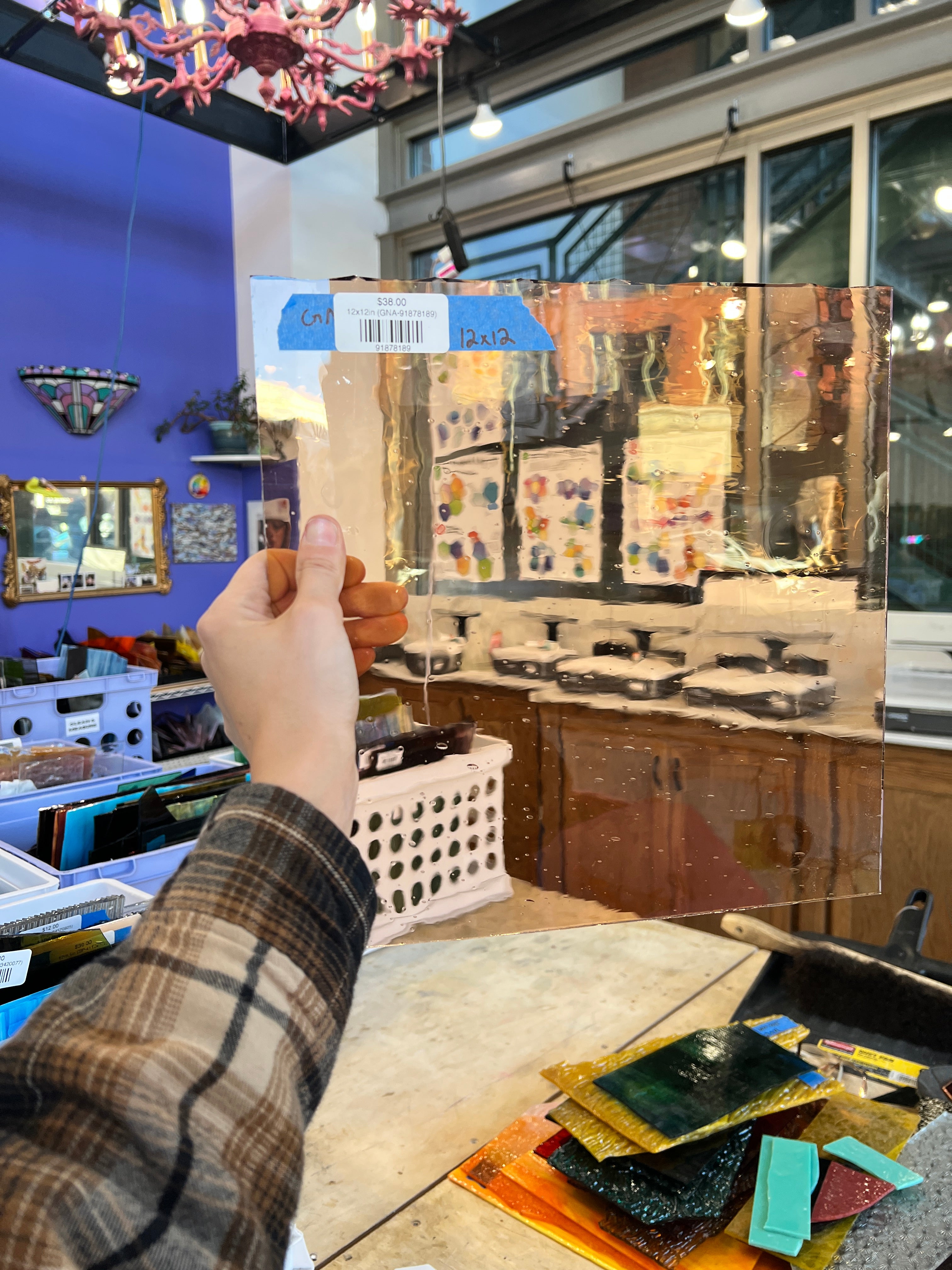 Champagne Transparent German New Antique Sheet Glass Spectrum 12x12in (GNA-91878189)