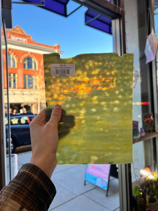 Mossy Dappled Green Mottled Bullseye Sheet Glass Colorado Glassworks