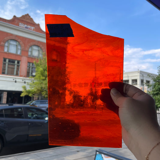 Red-Orange Transparent Kokomo Sheet Glass Colorado Glassworks
