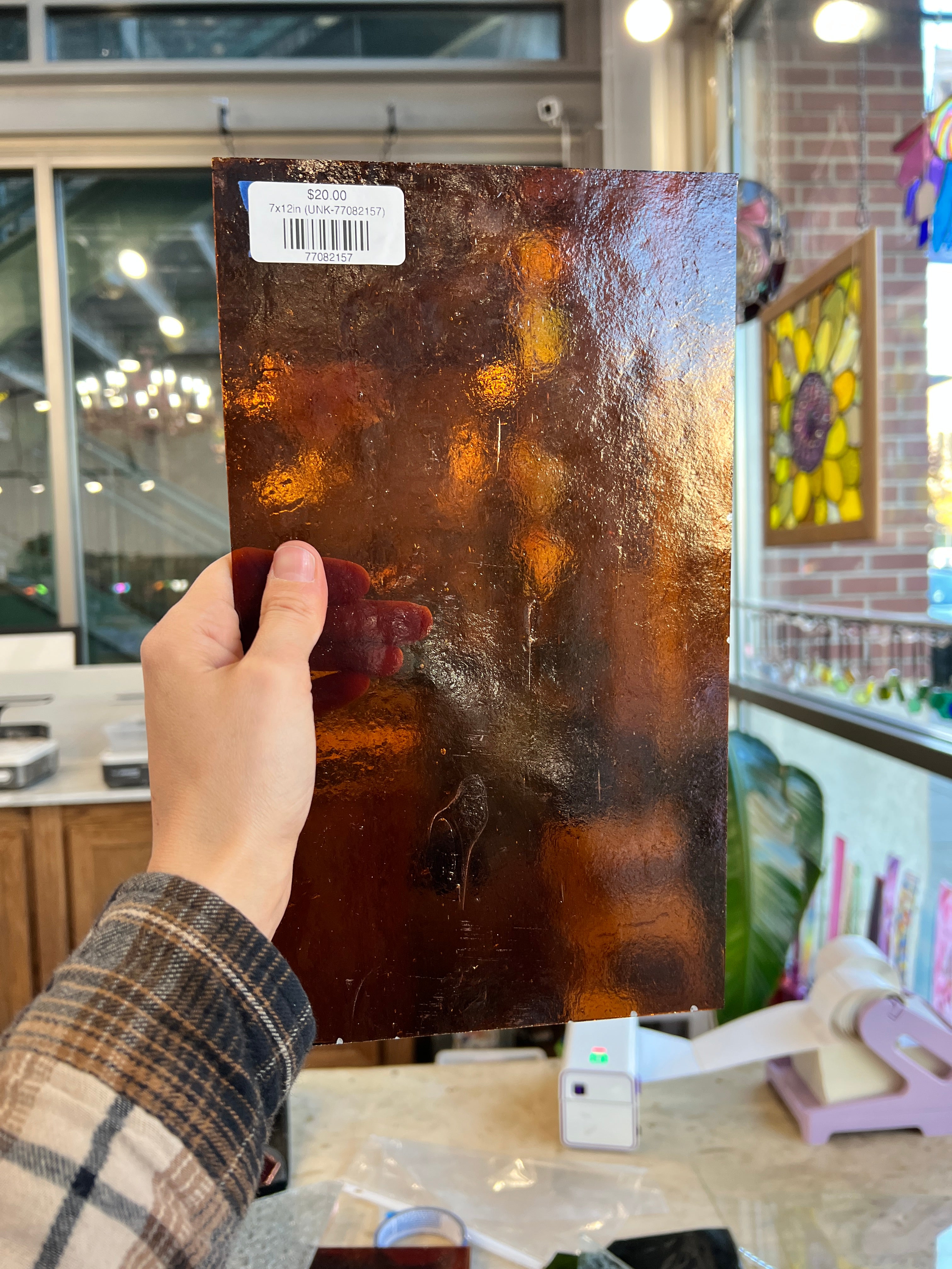 Medium-Dark Amber Transparent Kokomo Sheet Glass Colorado Glassworks