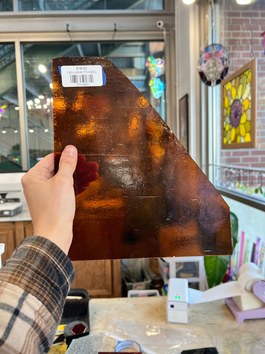 Medium-Dark Amber Transparent Kokomo Sheet Glass Colorado Glassworks