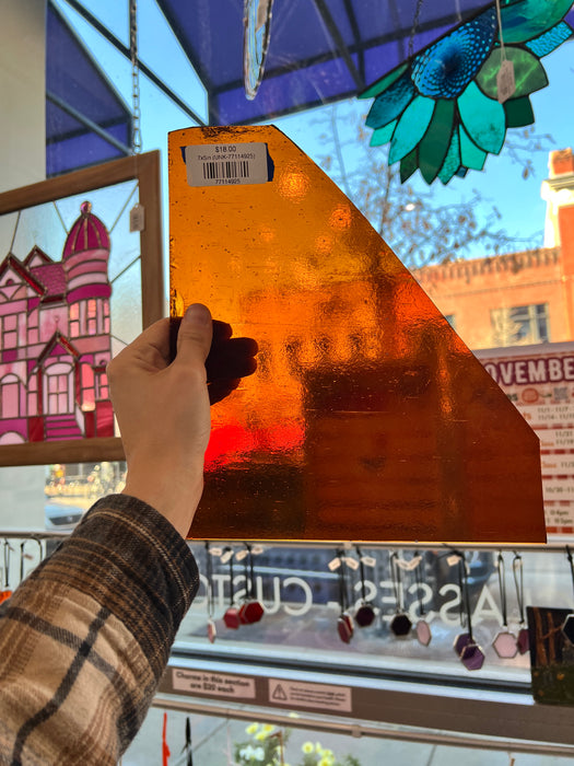 Medium-Dark Amber Transparent Kokomo Sheet Glass Colorado Glassworks 7x5in (UNK-77114925)