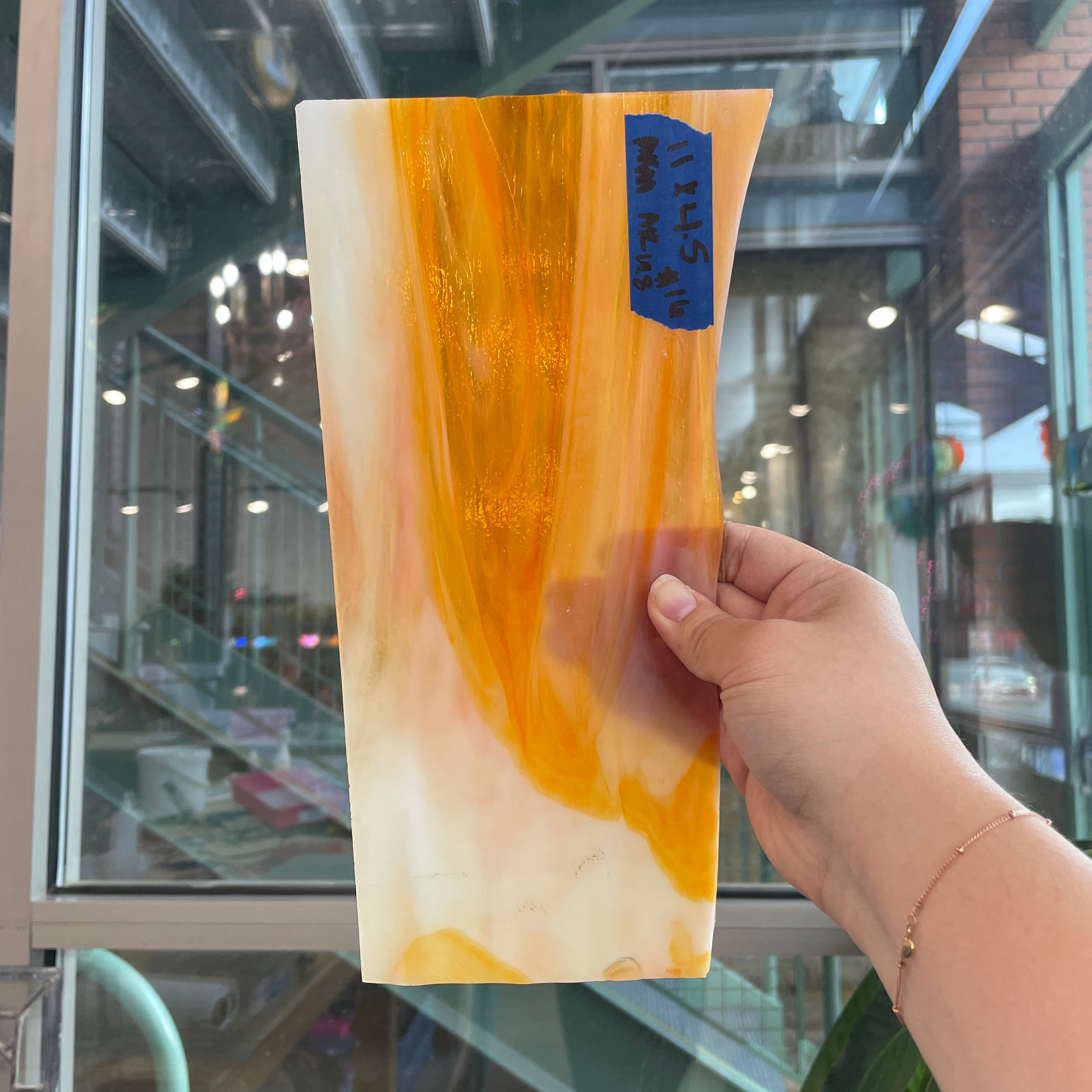 Orange White Semi-Opaque Armstrong Sheet Glass Colorado Glassworks ARM198 (11x4.5in)