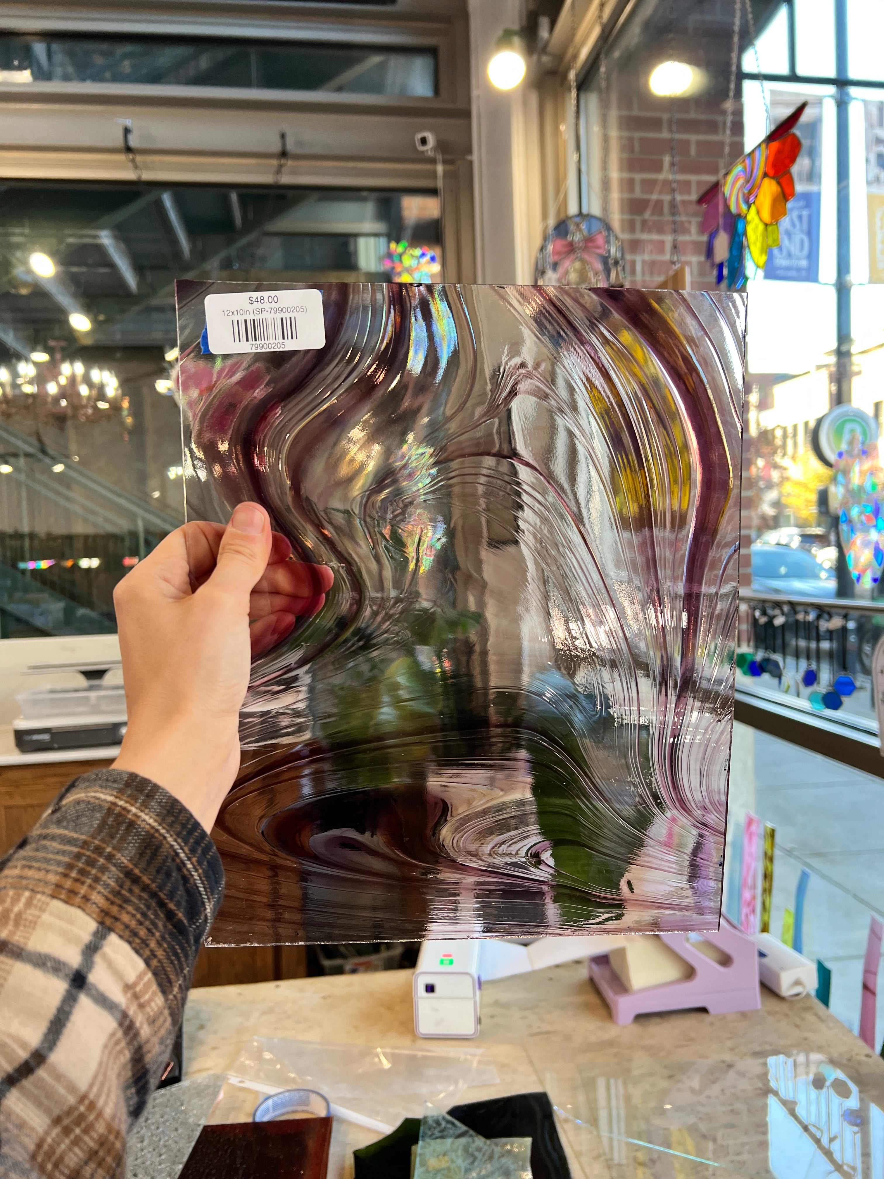 Vintage Purple Baroque Spectrum Sheet Glass Colorado Glass Works 12x10in (SP-79900205)