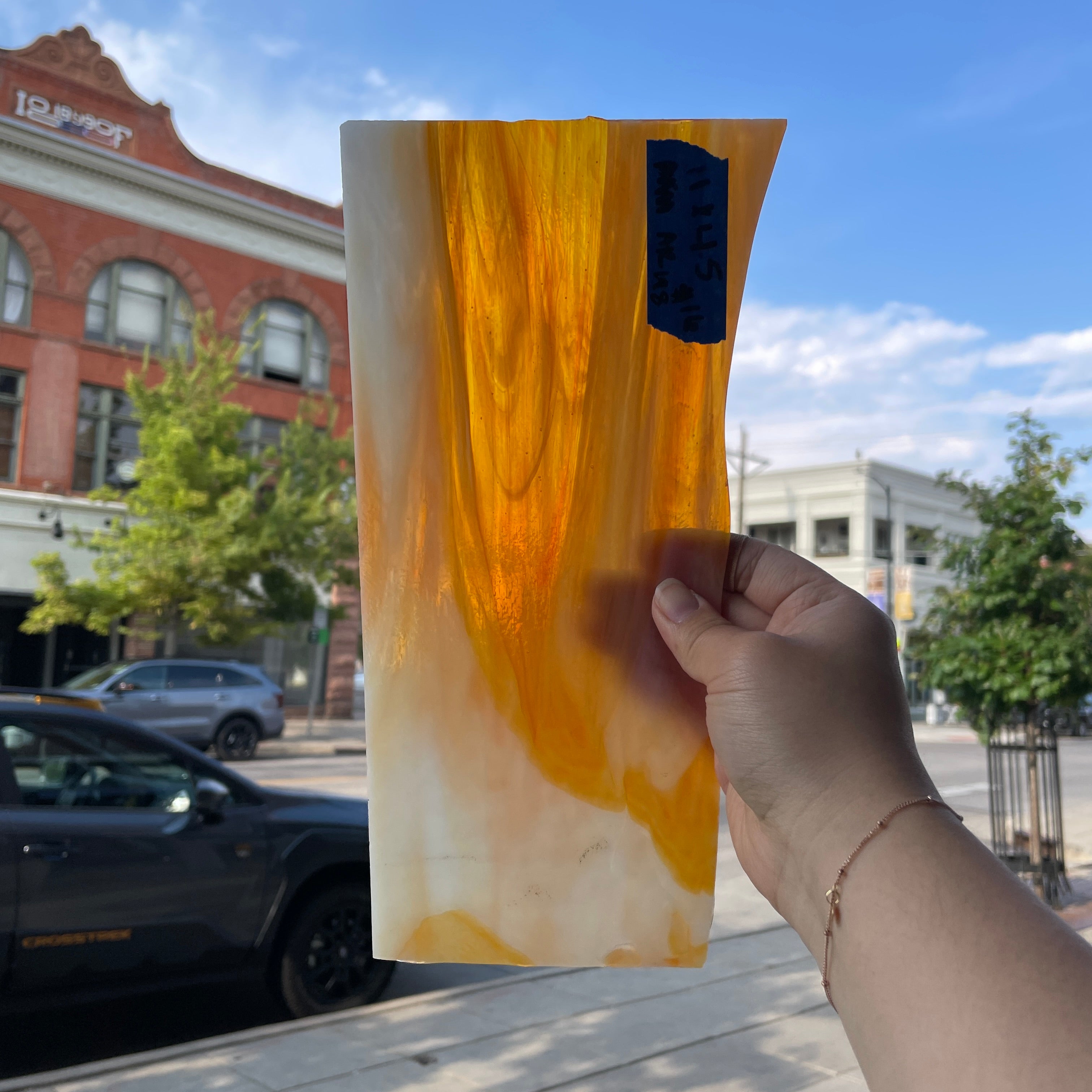 Orange White Semi-Opaque Armstrong Sheet Glass Colorado Glassworks