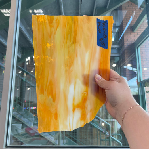 Orange White Semi-Opaque Armstrong Sheet Glass Colorado Glassworks ARM199 (10x6.5in)