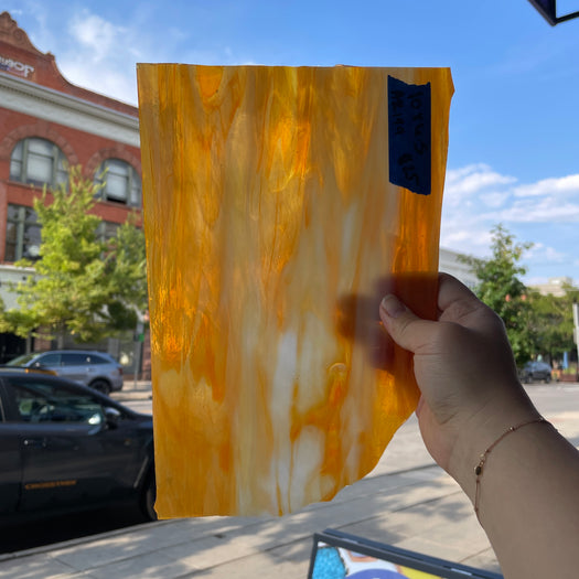 Orange White Semi-Opaque Armstrong Sheet Glass Colorado Glassworks