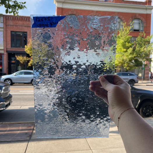 Pale Blue Seedy Transparent Spectrum Sheet Glass Colorado Glassworks