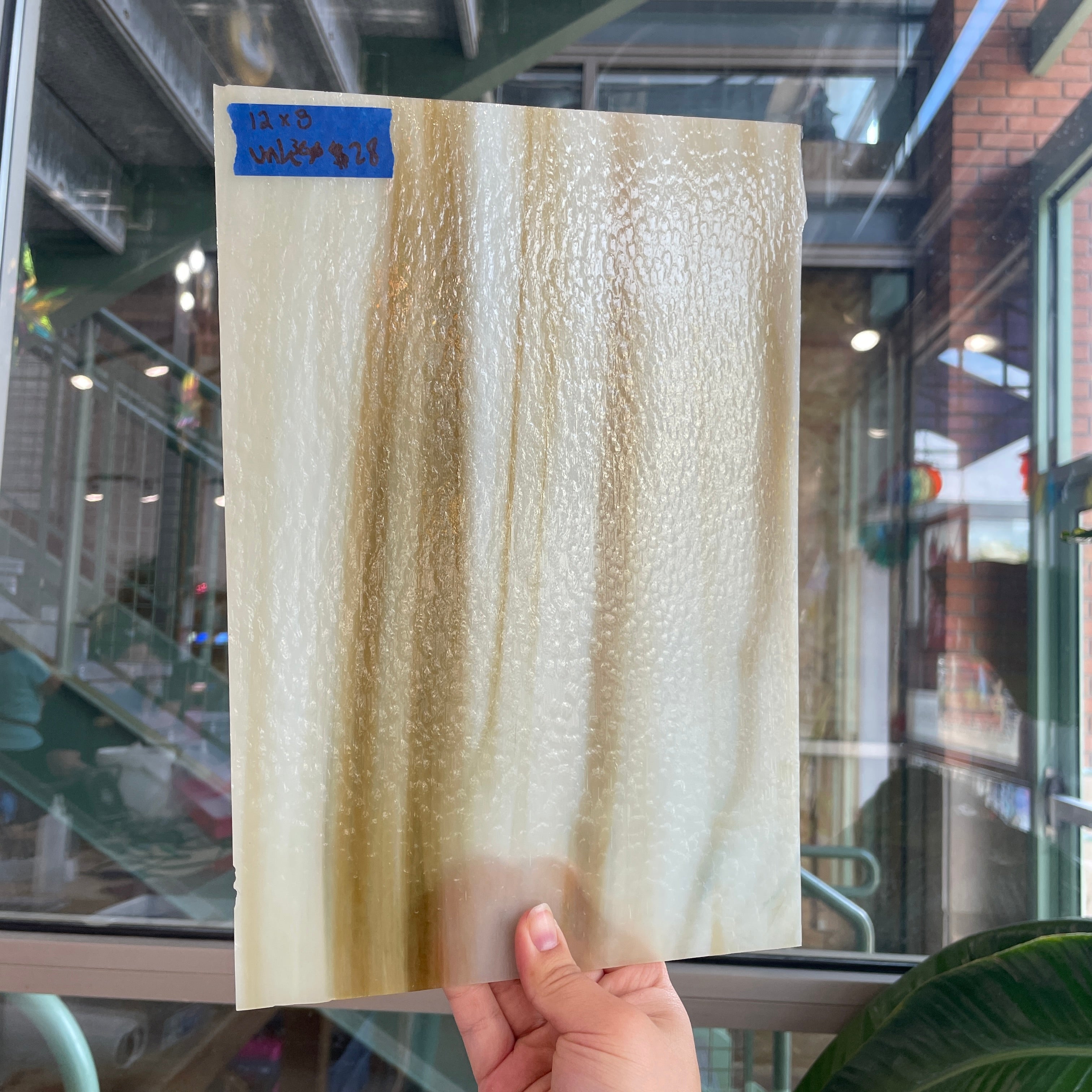 Mixed Brown Cream Textured Semi-Opaque Sheet Glass Colorado Glassworks UNK360 (12x8in)