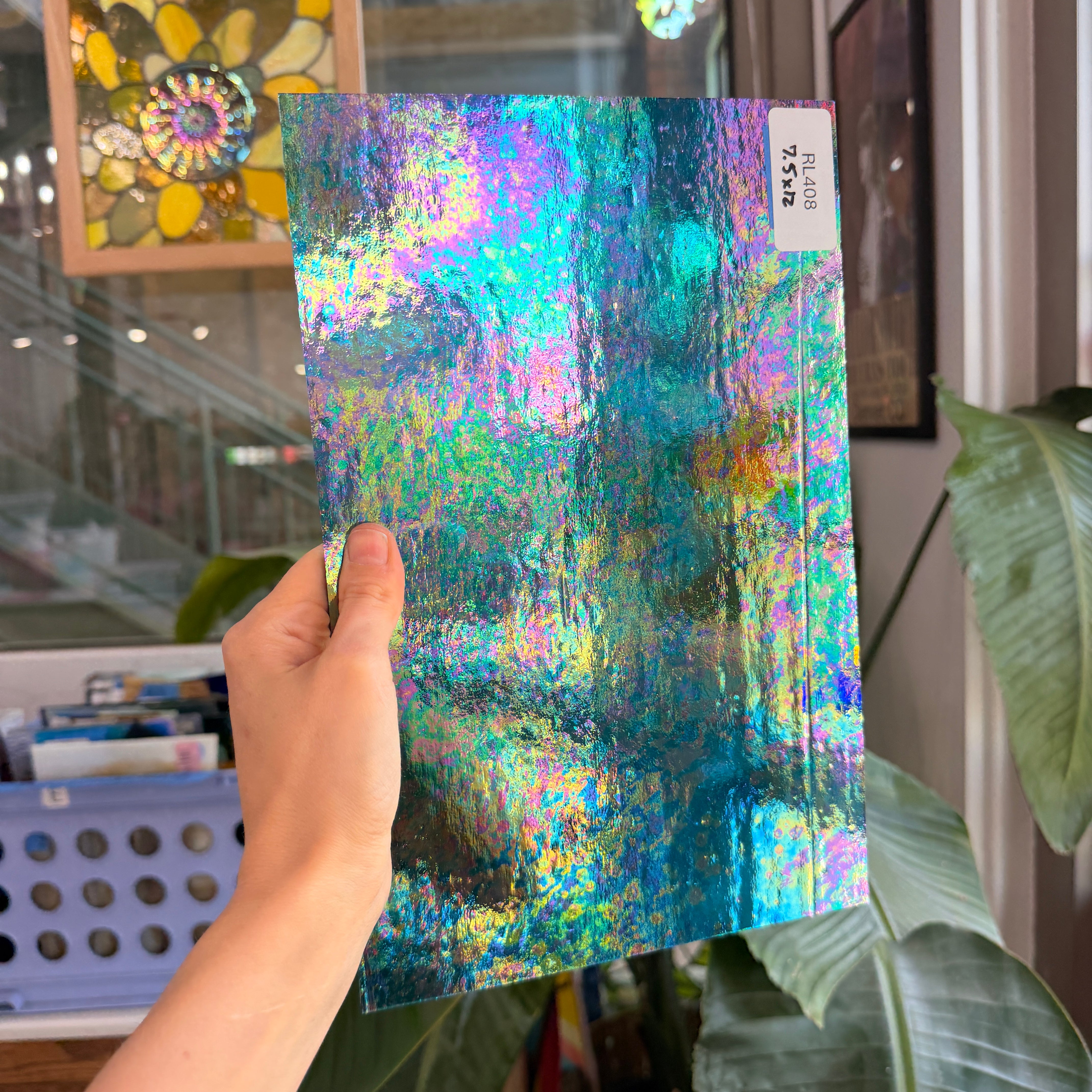 Peacock Blue Iridescent Transparent Wissmach Fusible 96 COE