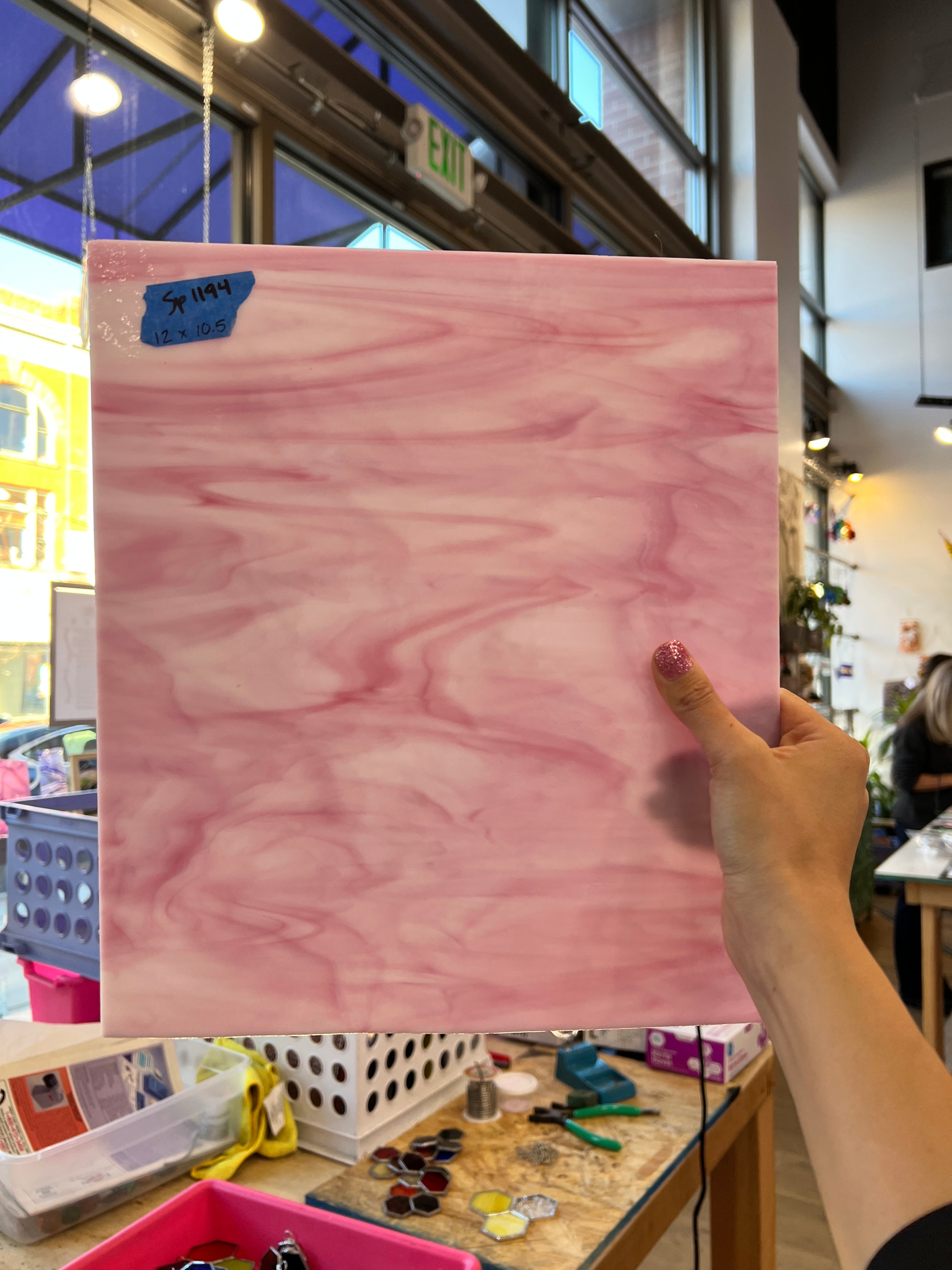 Solid Pink Wispy Spectrum Sheet Glass Colorado Glassworks SP1194 (12x10.5in)  